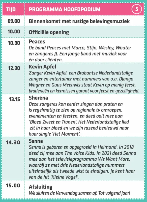 Programma hoofdpodium verwendag 2026